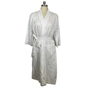 J. Crew Re-Imagined White Airy Linen Cotton Blend Robe S M